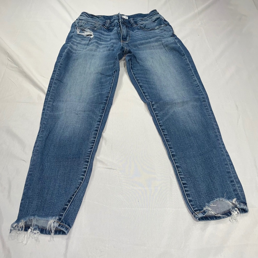 BKE Stella Mid-Rise‎ Slim Ankle Skinny Jeans Medium Wash Distressed Size 28